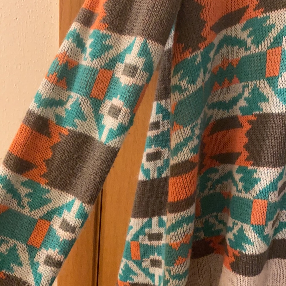 B Sharp Mohair Acrylic Open Front Aztec Tribal Southwestern Cardigan Sweater L - Picture 10 of 10